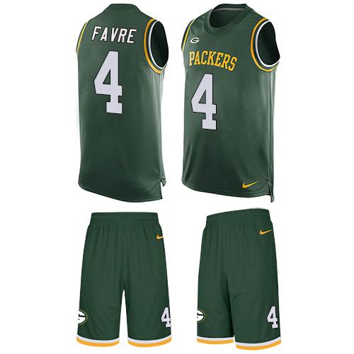 Nike Packers #4 Brett Favre Green Team Color Men's Stitched NFL Limited Tank Top Suit Jersey